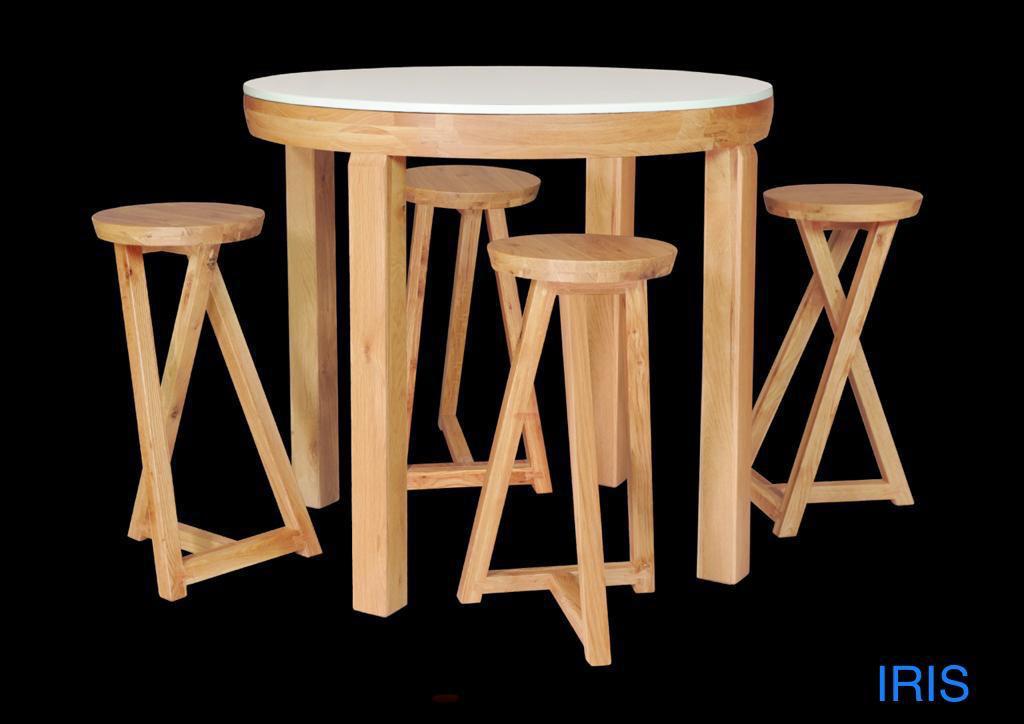 Round Bar Table w/ Marble Top 1100mm x 1000mm High IRRBT005